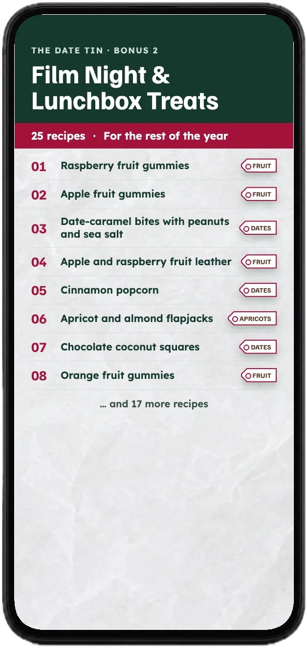 The list of treats in the bonus, on a phone